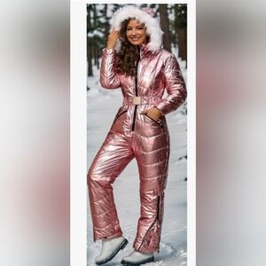 Metallic Pink Women's Snowsuit